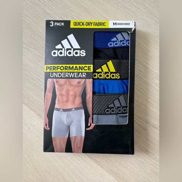Adidas Men's Performance Boxer Briefs 3-Pack - Black, Blue, Grey size Med - Picture 9 of 12